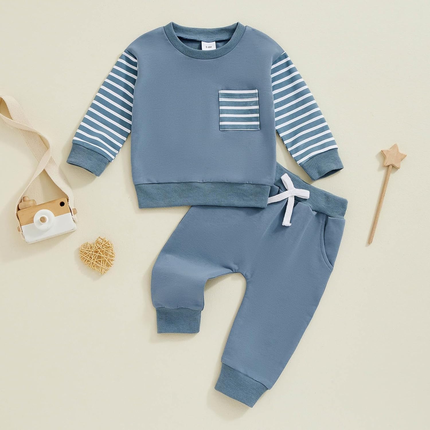 Front-Load 2-Piece Toddler Winter Outfits with Stripe Design