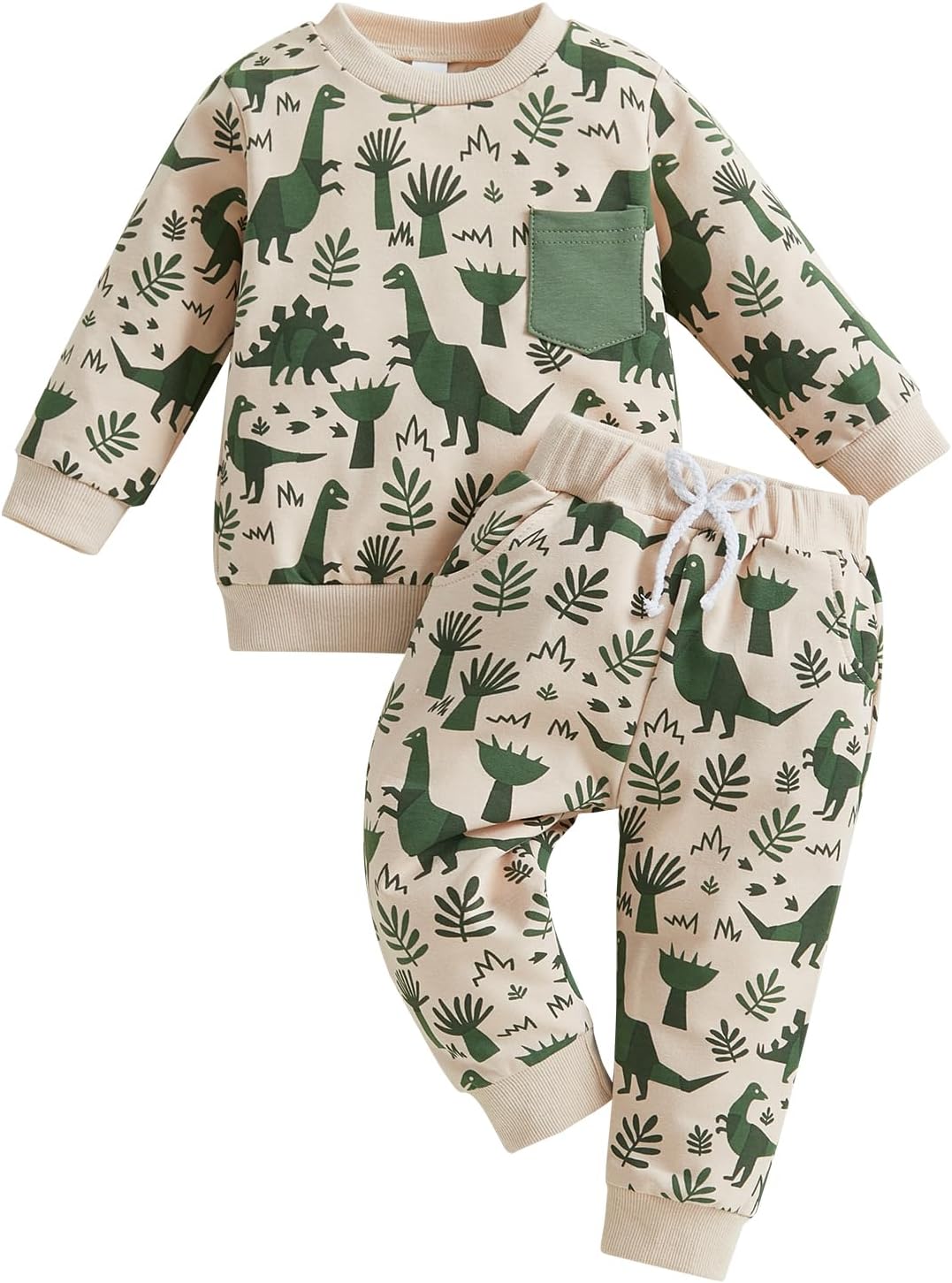 Cutie-Powered Toddler Boys 2-Piece Dinosaur Print Set