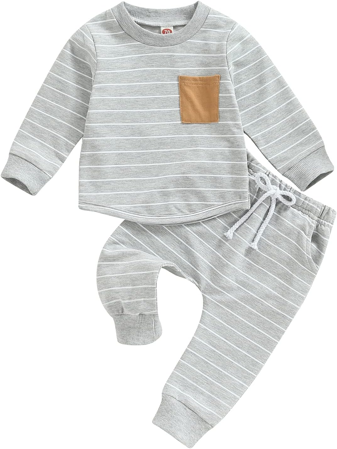 Comfortable Toddler Boys Fall Sending Outfit with Stripe and Stretch