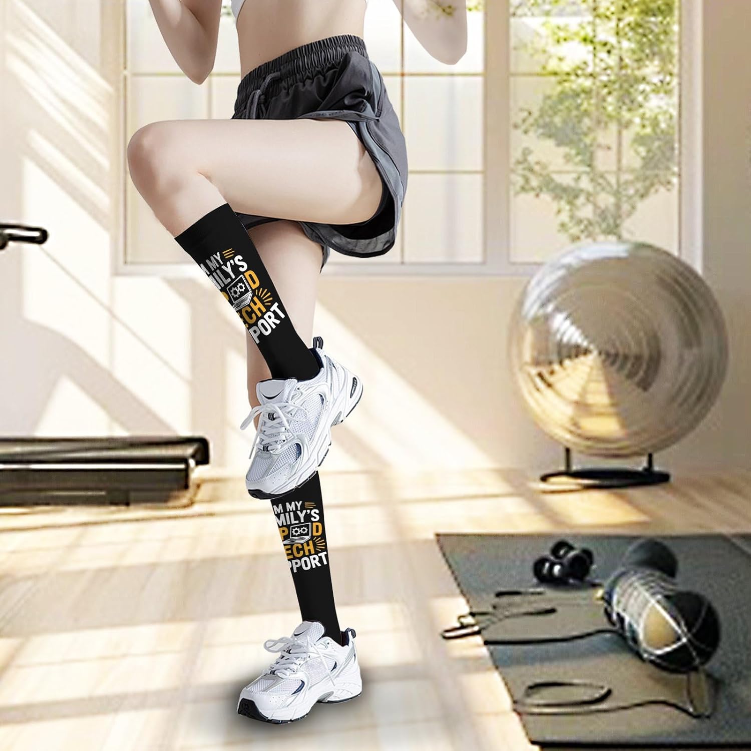 Unpaired Techs Funny Knee High Socks for Men Women