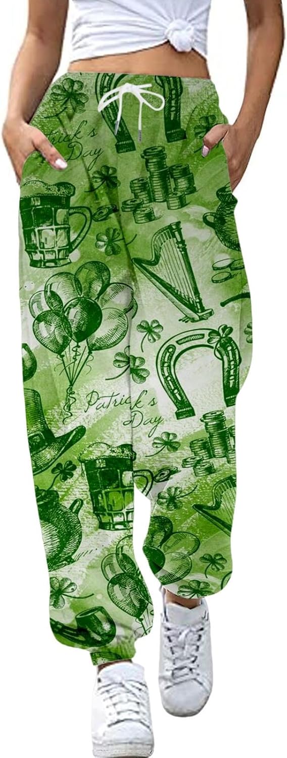 SDBRLD Irish St Patricks Day Print Womens Baggy Sweatpants