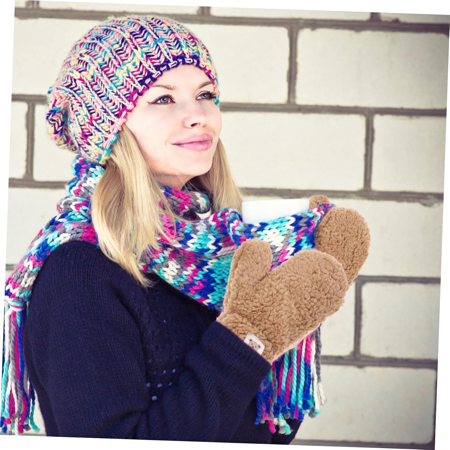 Best Womens Cartoon Plush Winter Gloves Long Warm