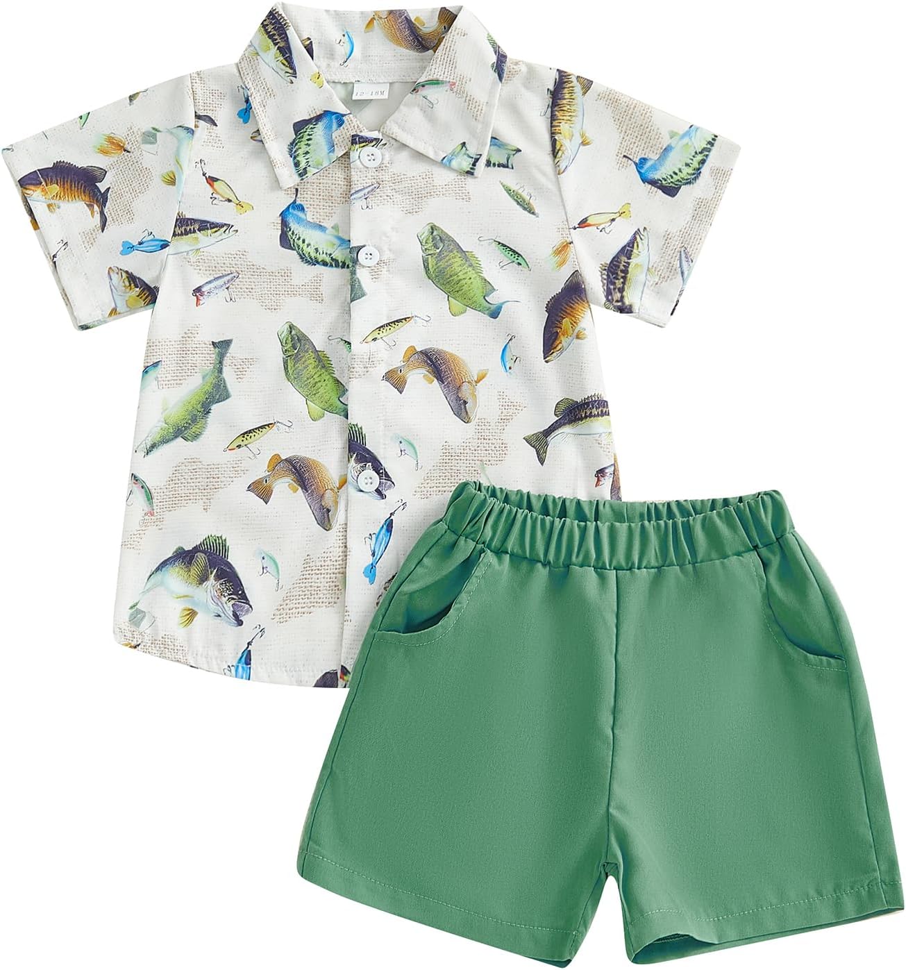 Perfect Choice Gaono Toddler Boy Fish Print Fishing Outfit for Summer