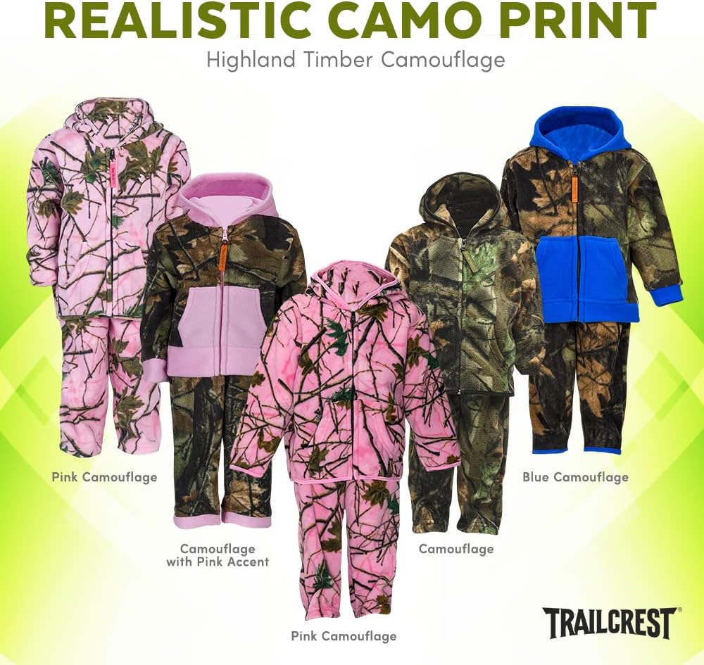 TrailCrest Camo Full Zip Seriously Soft fleece jacket pants set for kids