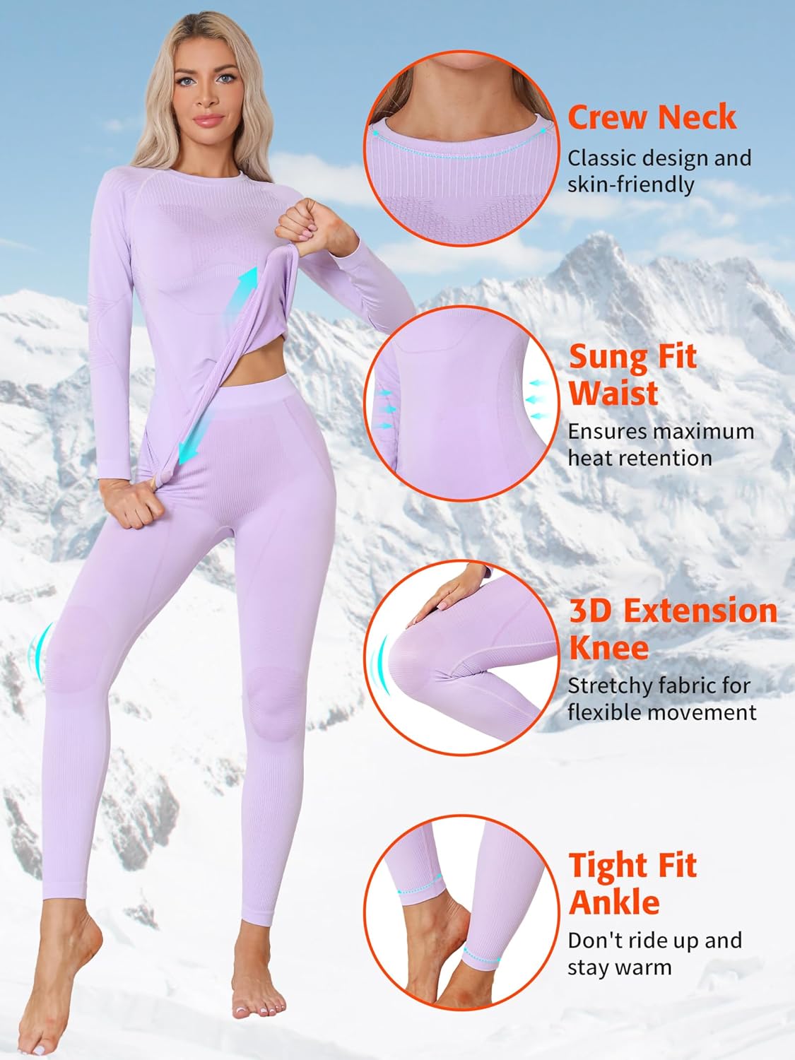 ATTRACO Thermal Underwear for Women - Stretchy Insulating and Warm