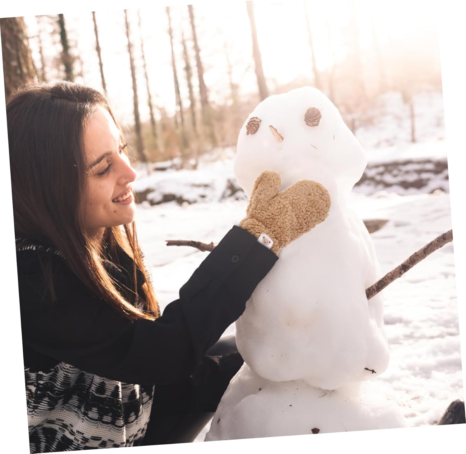 Best Womens Cartoon Plush Winter Gloves Long Warm