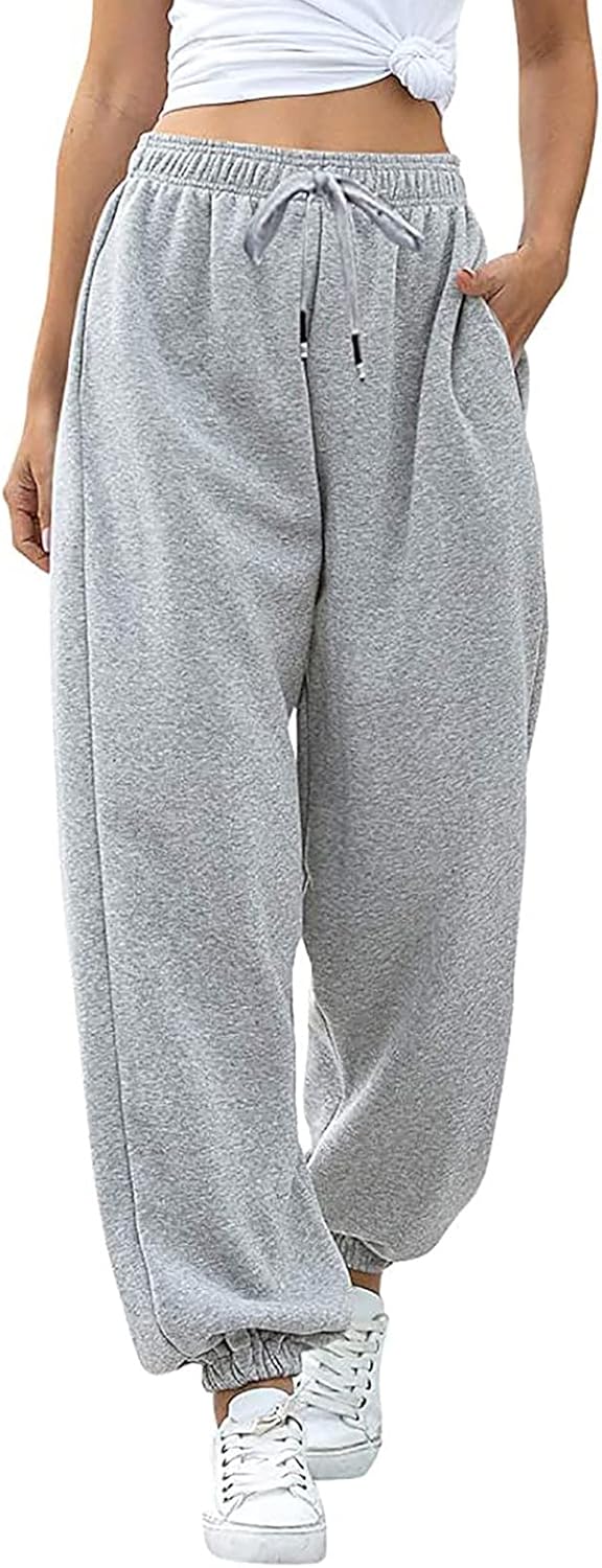 Trendy Drawstring Sweatpants for Women - Baggy Joggers with Pockets