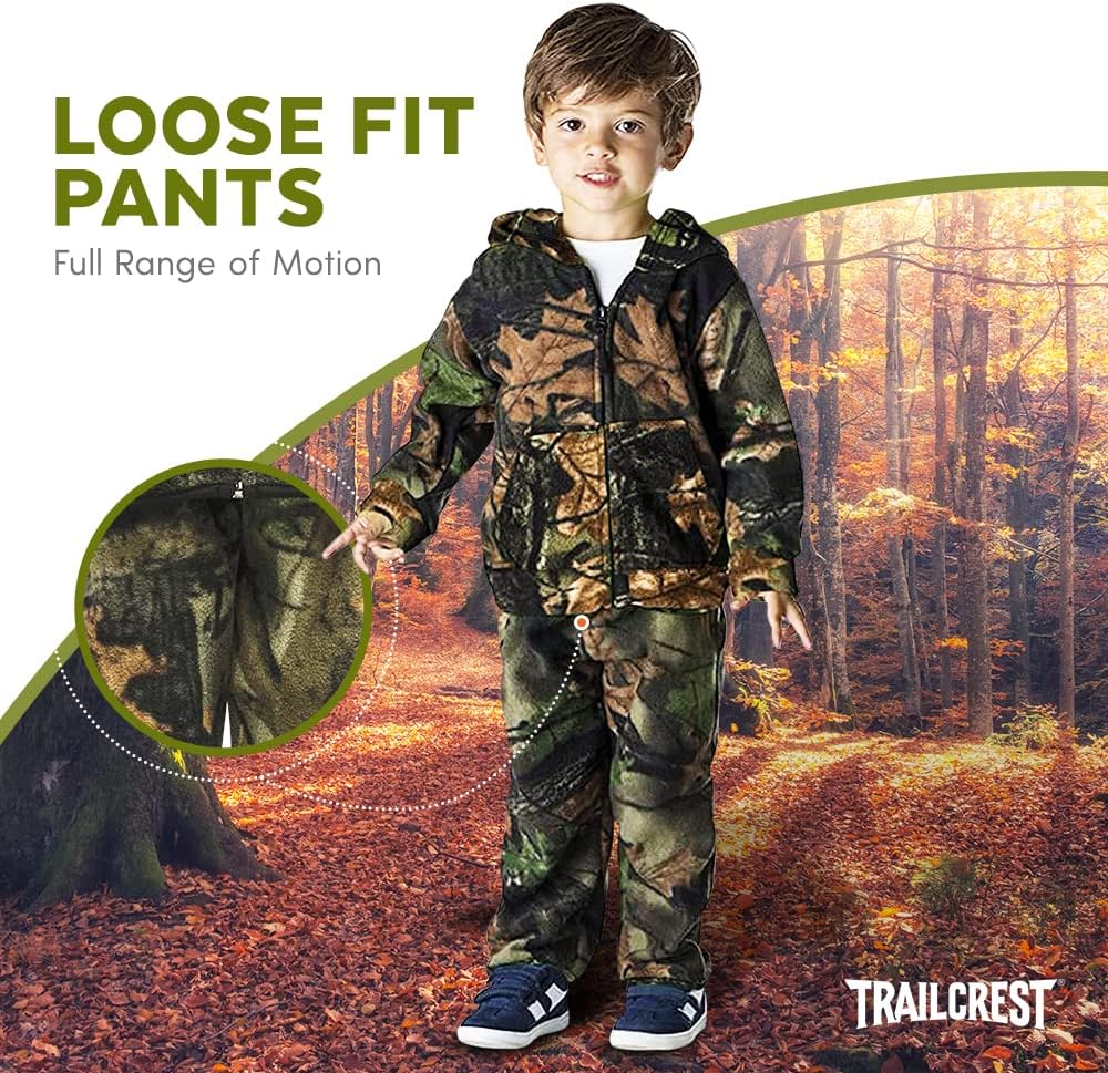TrailCrest Camo Full Zip Seriously Soft fleece jacket pants set for kids