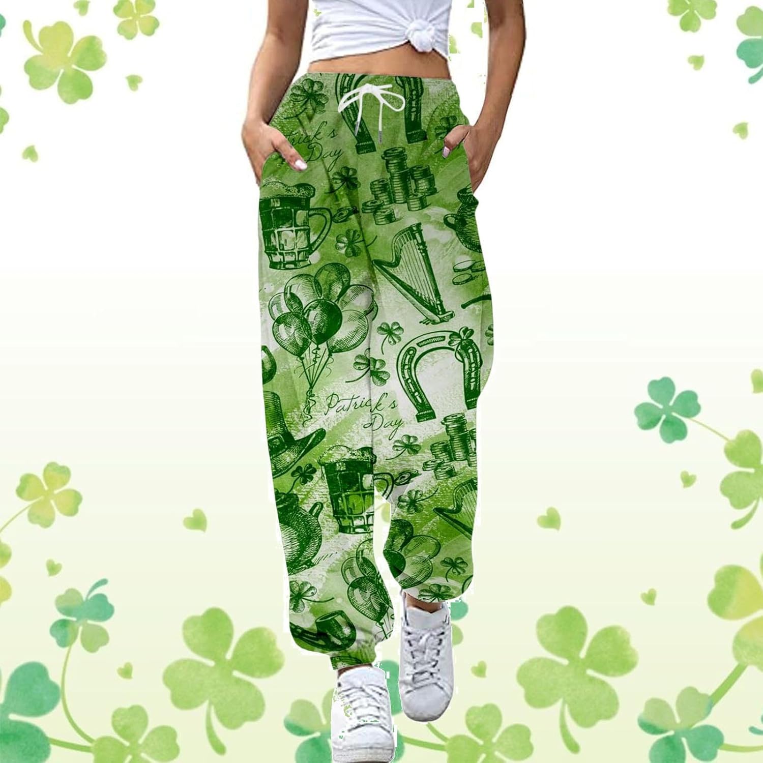 SDBRLD Irish St Patricks Day Print Womens Baggy Sweatpants