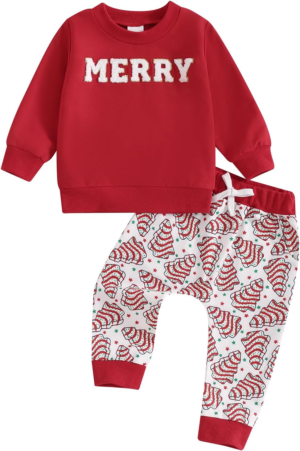 Toddler Boy Christmas Outfit 2PCS Merry Letter Print Set