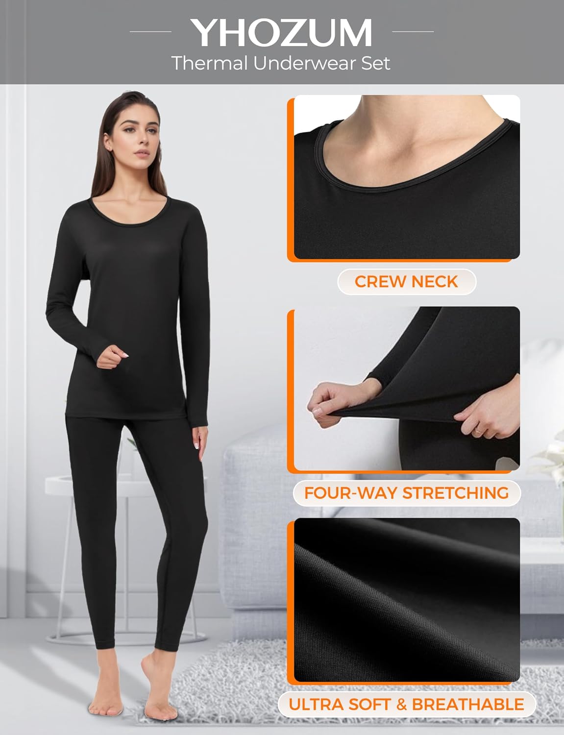 Comfortable Thermal Underwear Set for Women - Long Johns Base Layer