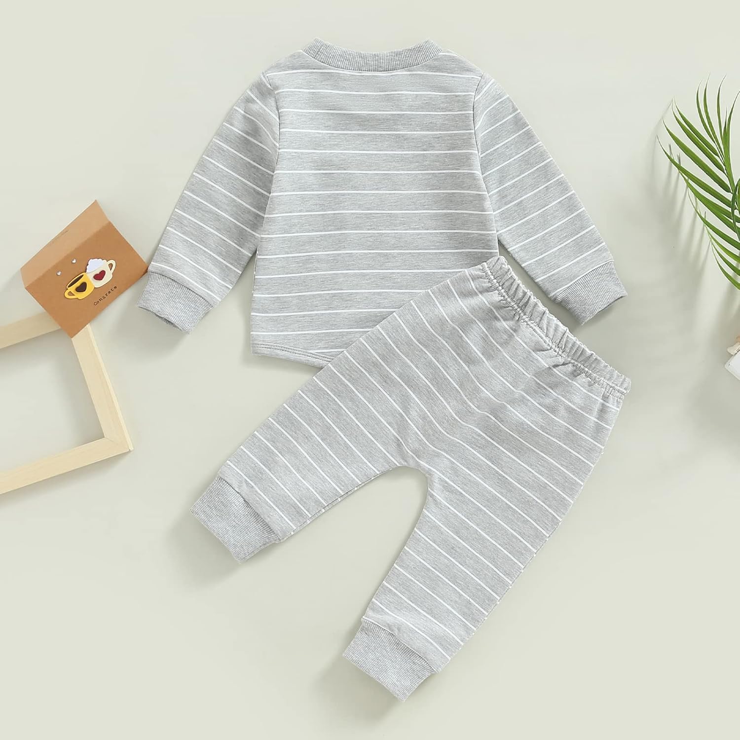 Comfortable Toddler Boys Fall Sending Outfit with Stripe and Stretch