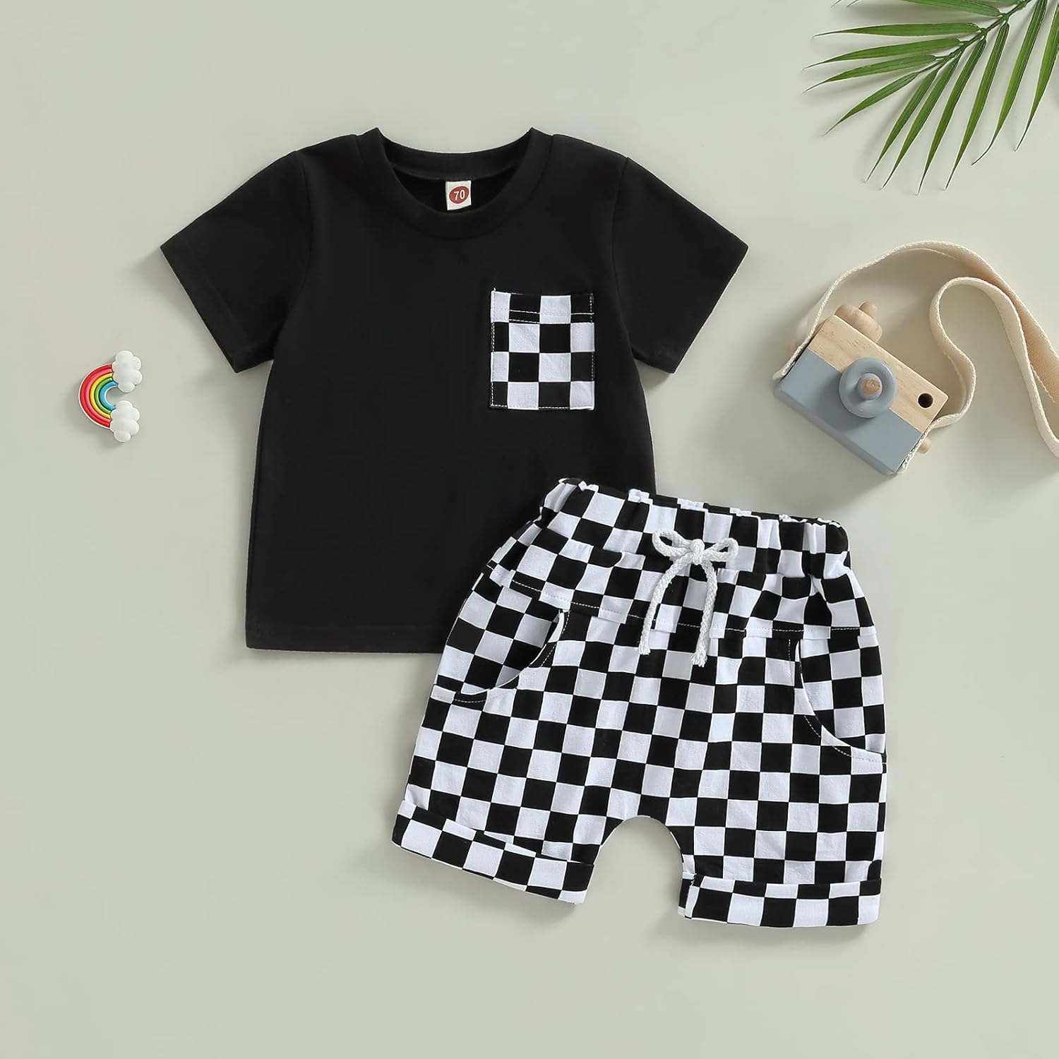 Gueuusu Toddler Boy Summer Outfit Plaid Design