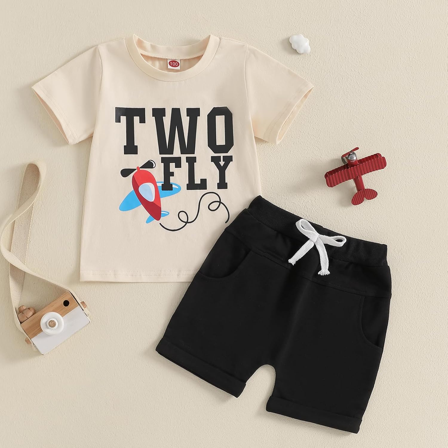 Comfortable Toddler Boy Birthday Outfit - Airplane Letter Print
