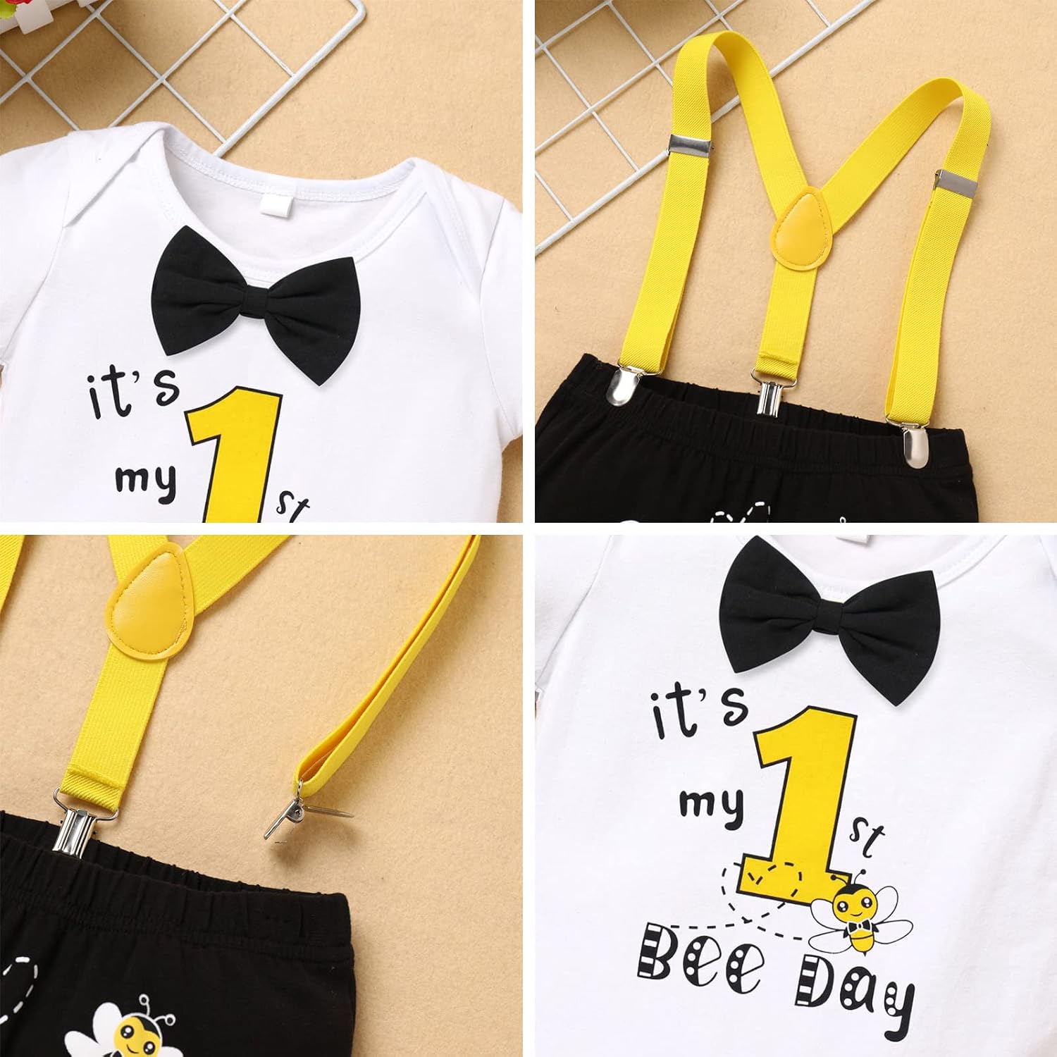 First Bee Day Baby Boy Romper Set