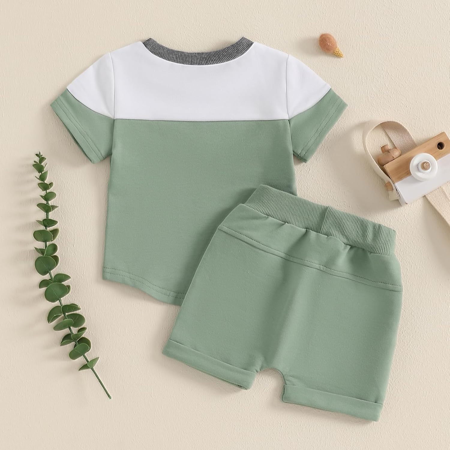 Breathable Contrast Color Toddler Boys 2PC Summer Set