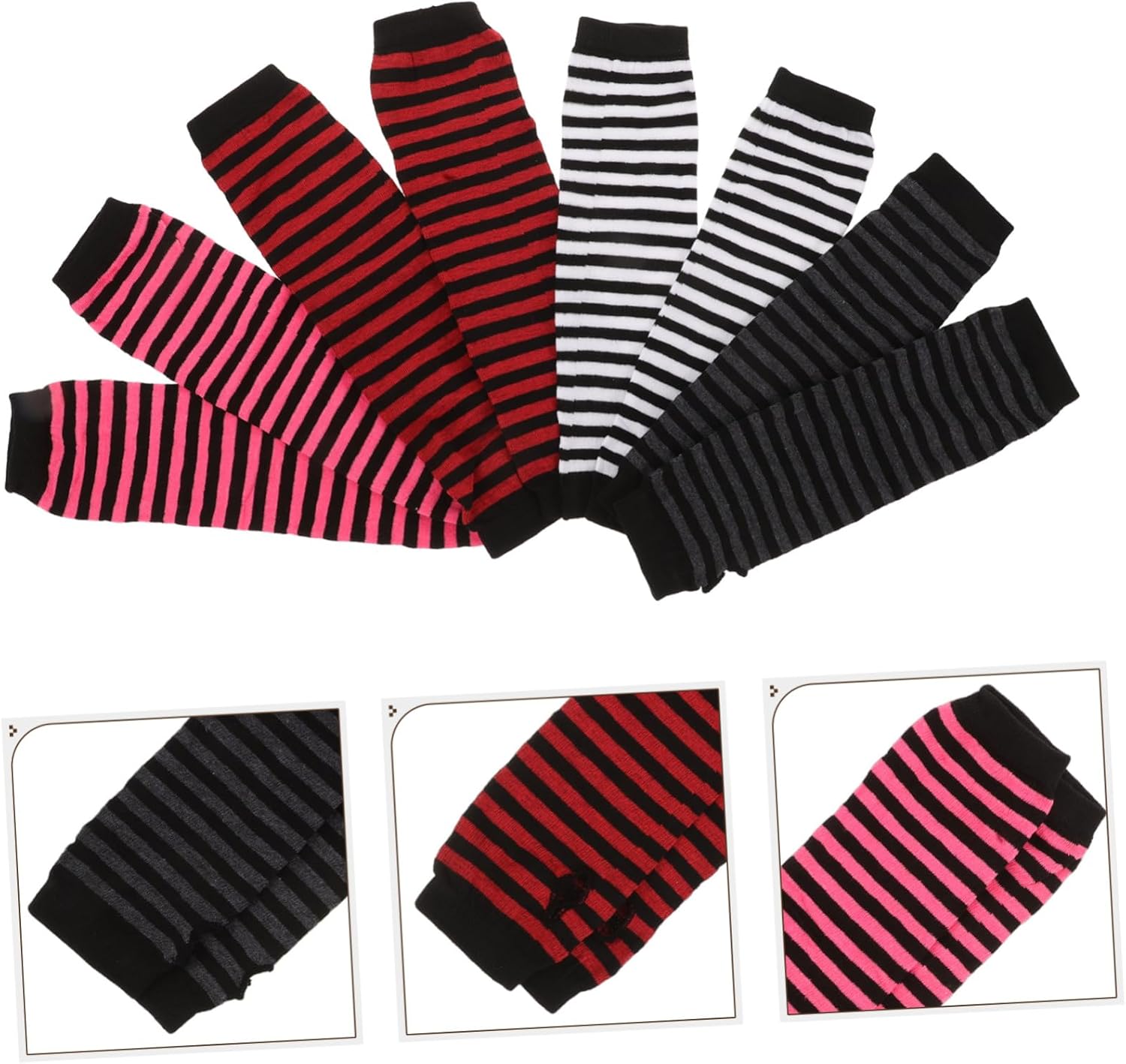Ipetboom Women Striped Fingerless Gloves with Elbow Warmers