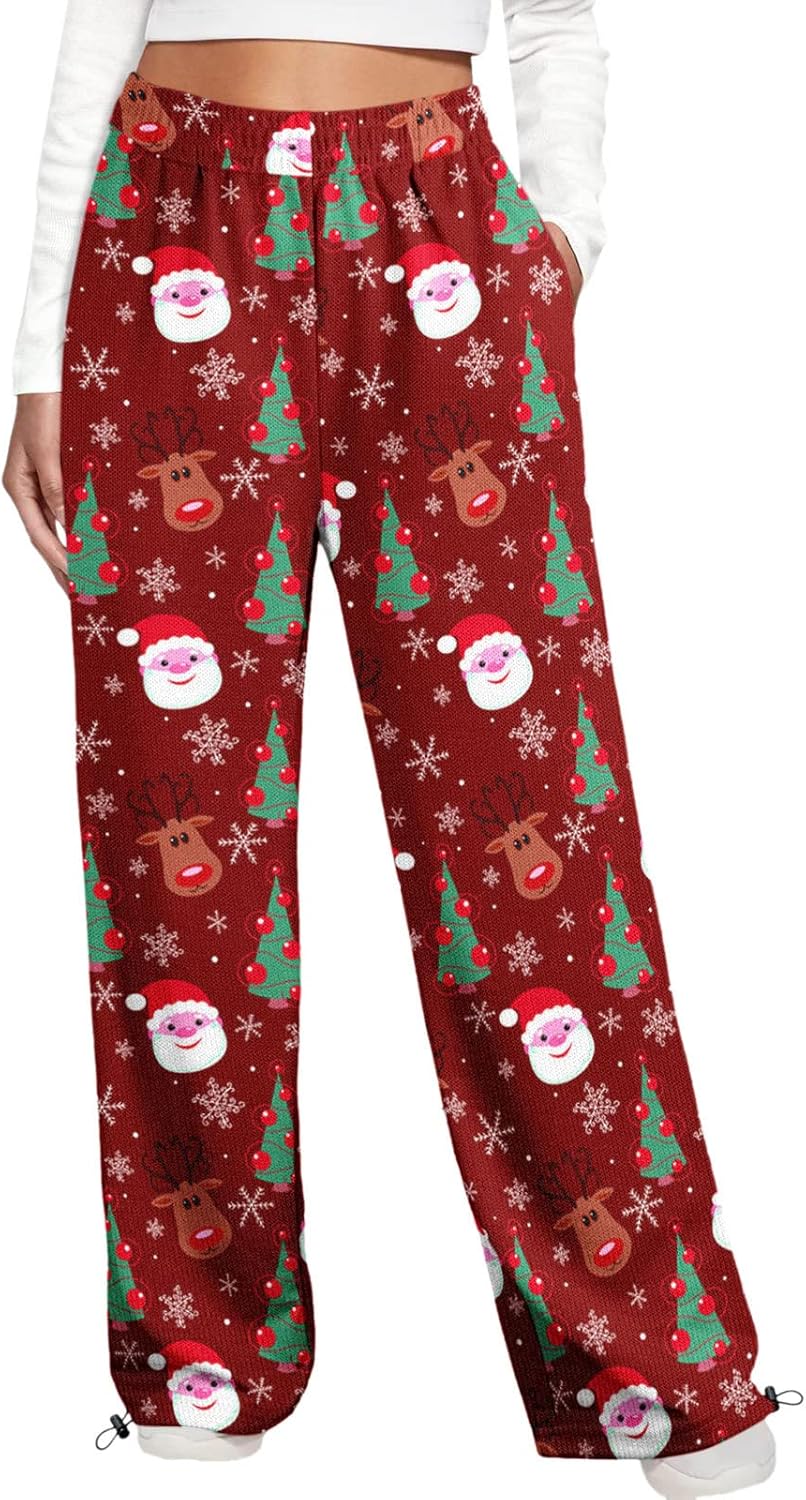 FRENETIC CHEAPEST XmasWinter Fuzzy Christmas Pants for Women Durable Cozy