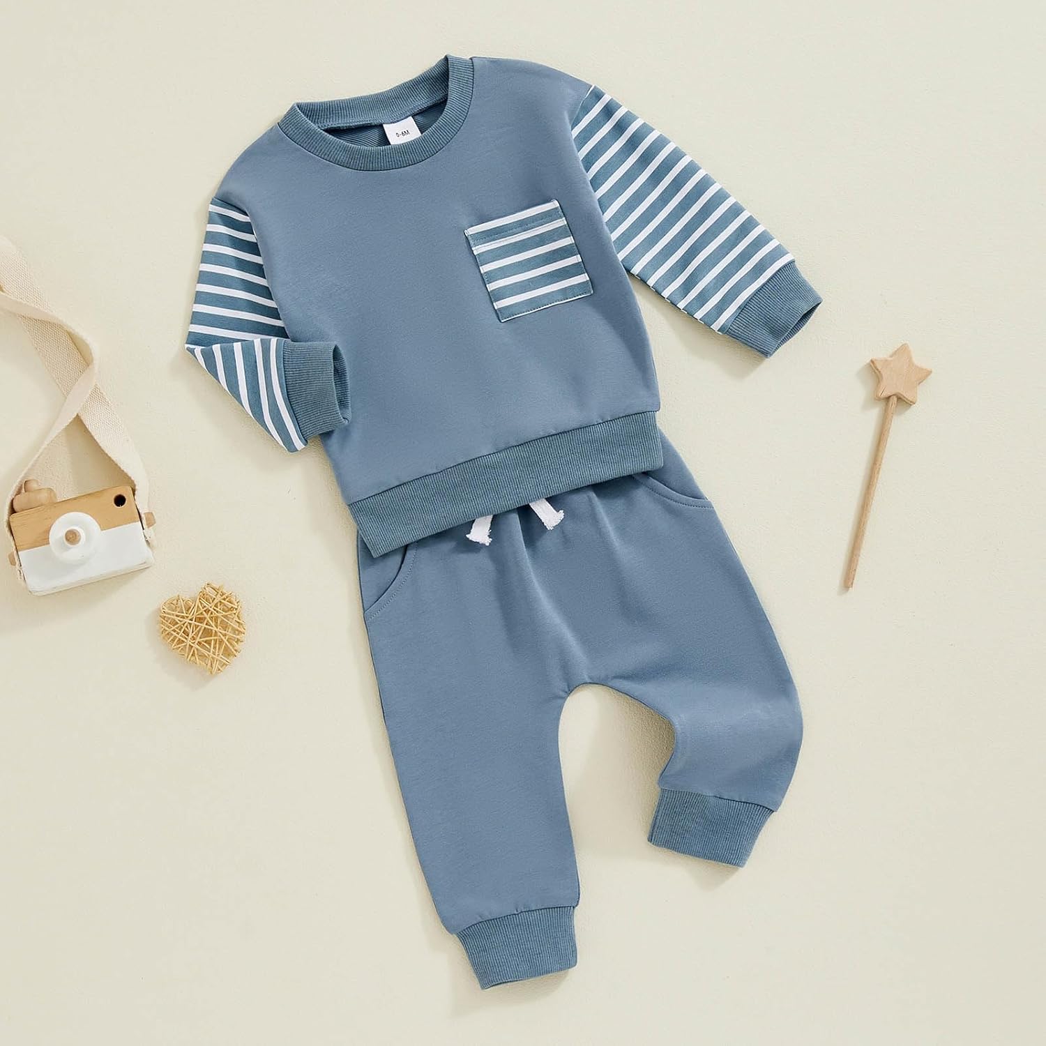 Front-Load 2-Piece Toddler Winter Outfits with Stripe Design