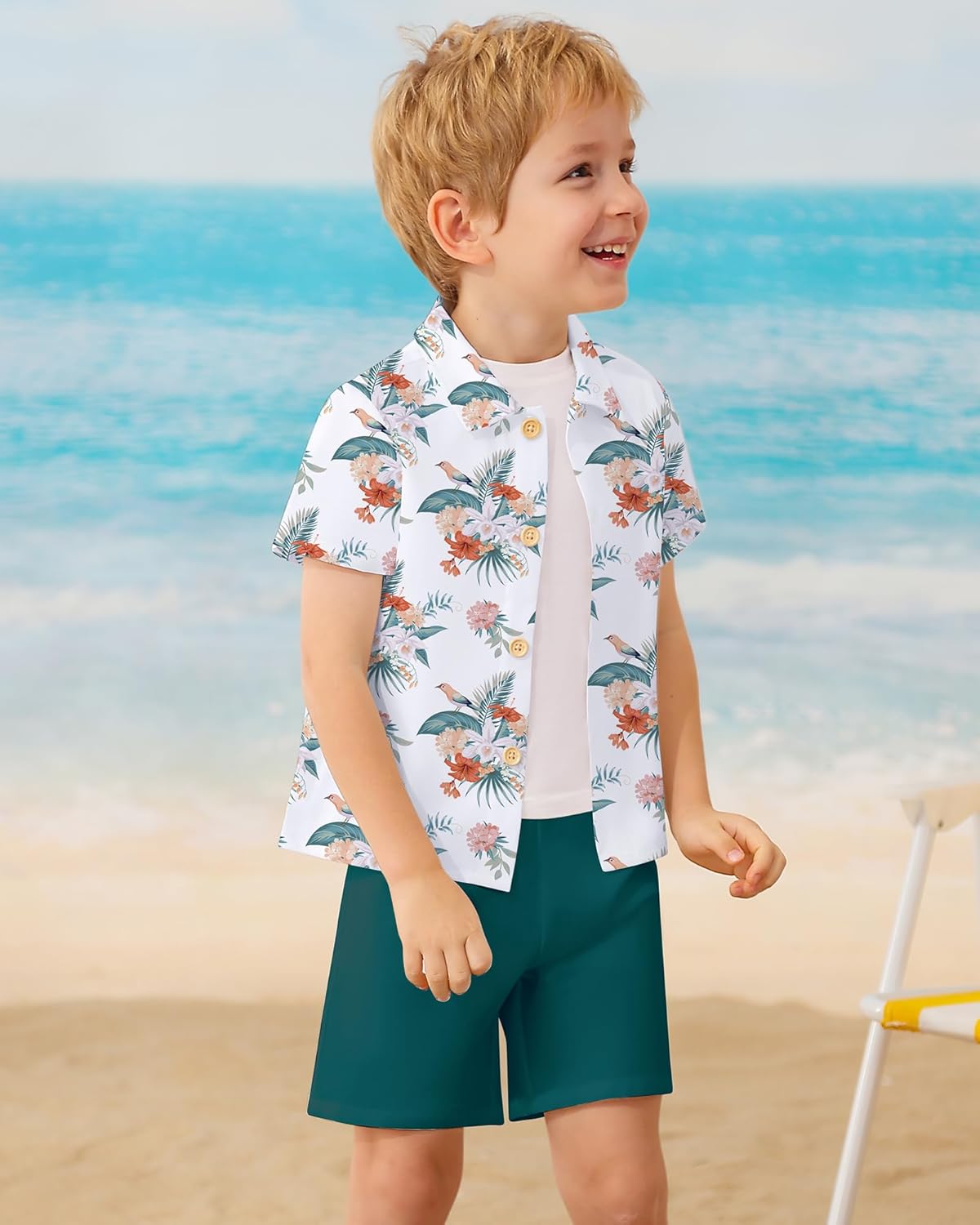 CocoRARA Toddler Boys Hawaiian Flamingo Outfits