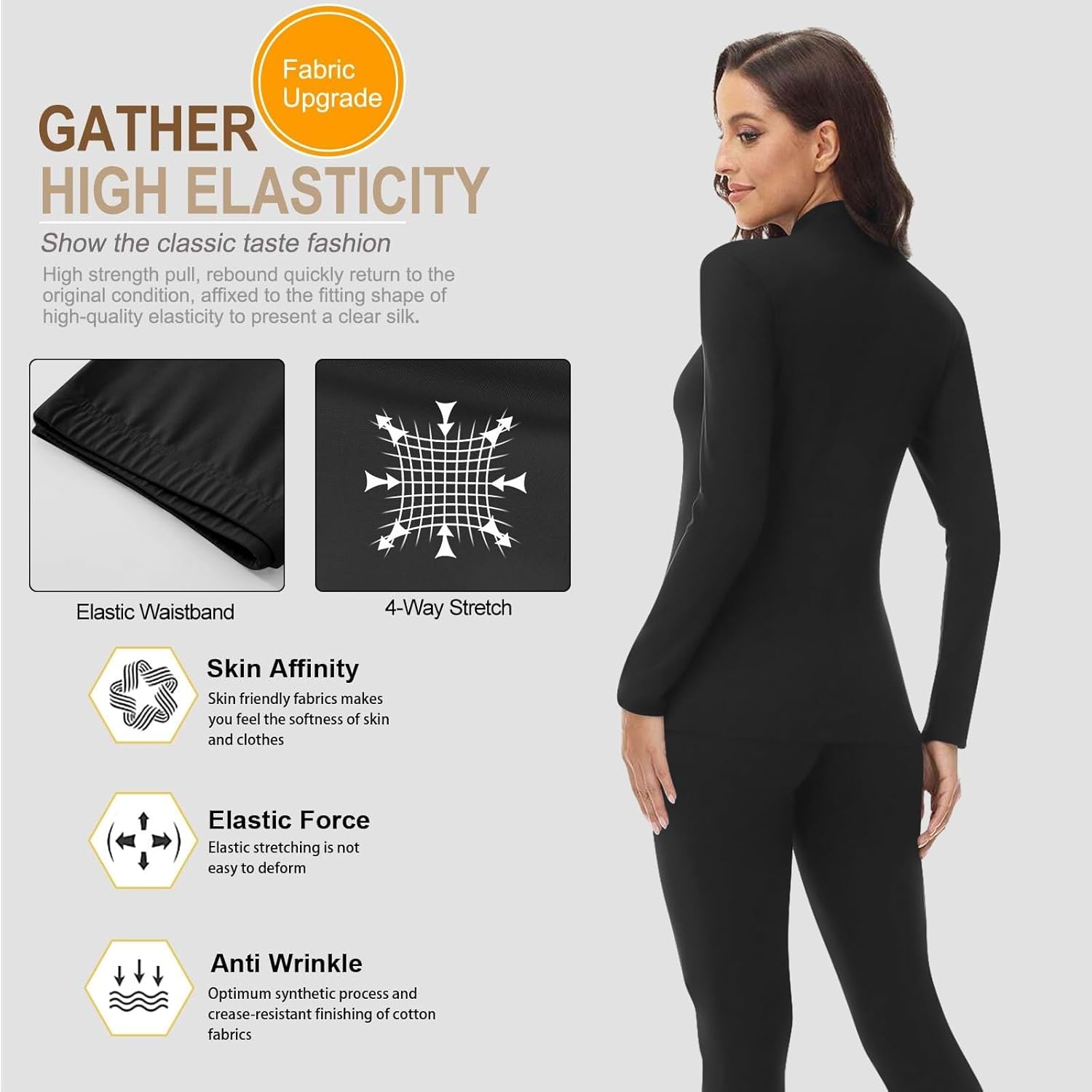 Warm Mock Neck Thermal Underwear Set for Women