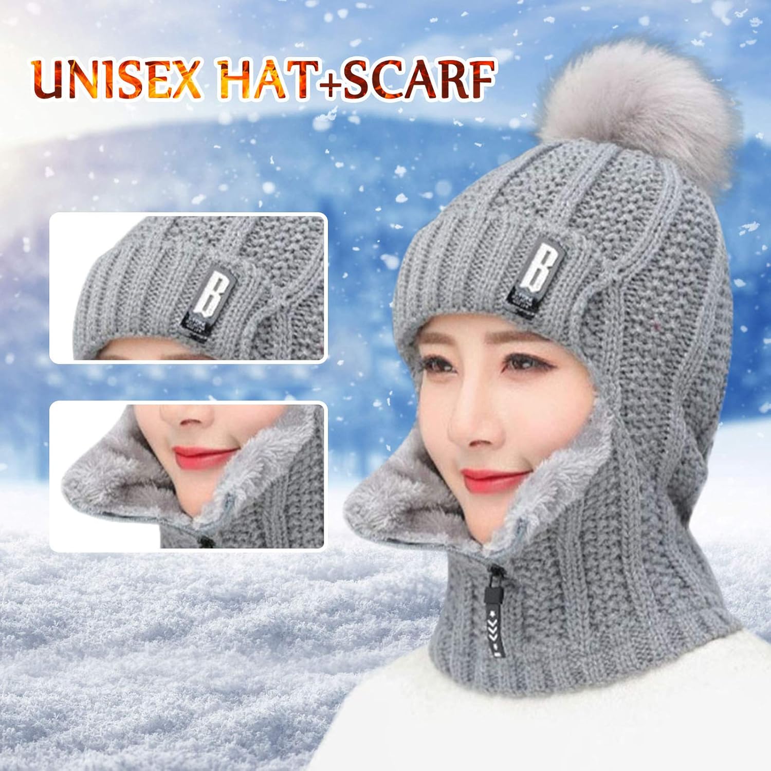 Windproof Ski Mask Face Cover Beanie for Outdoor Sports