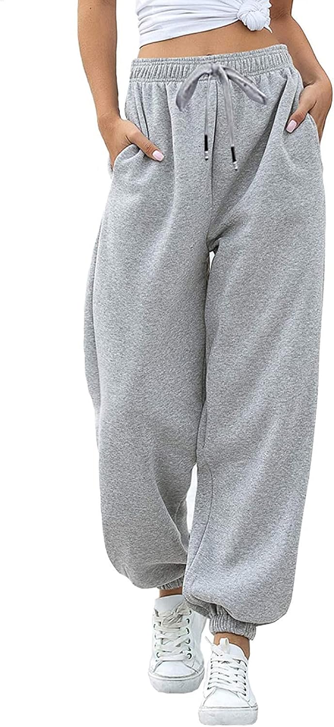 Trendy Drawstring Sweatpants for Women - Baggy Joggers with Pockets