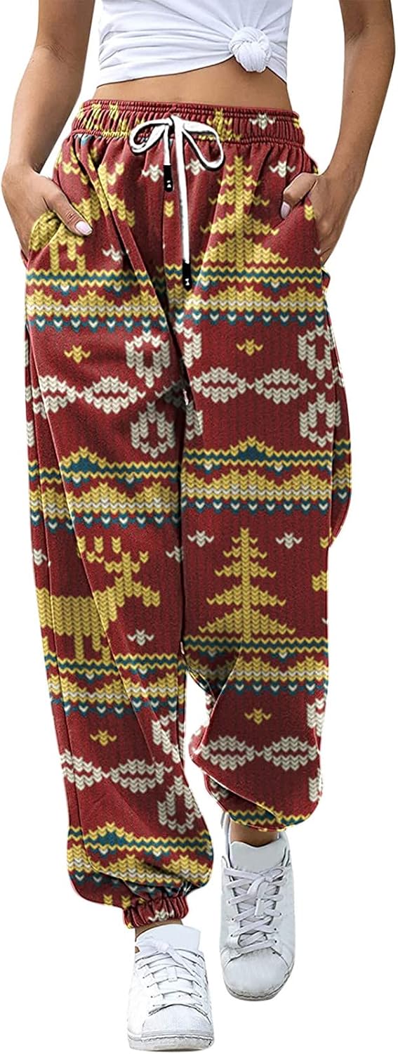 Christmas-Specific Plaid Sweatpants for Teen Girls