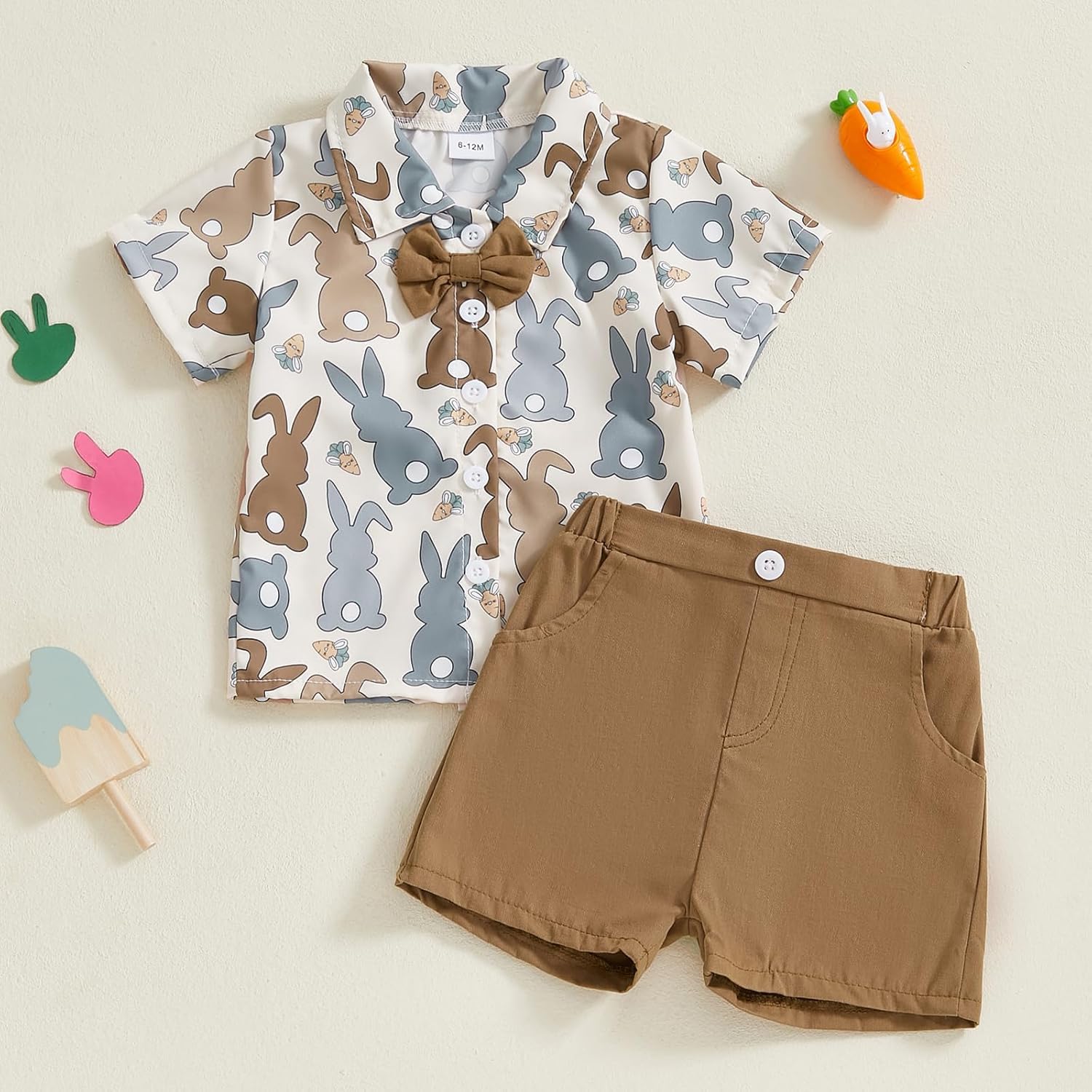 Murnouche Toddler Boy Easter Outfit Button-Down shirt shorts