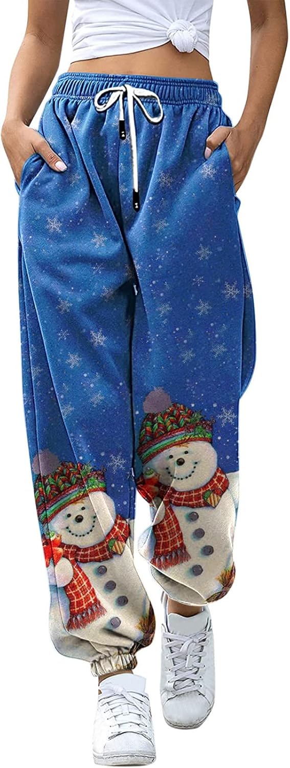 sdbrld High Waisted Womens Fleece Lined Christmas Pants