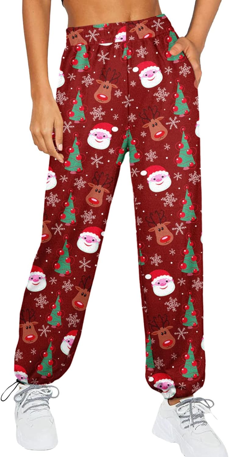 FRENETIC CHEAPEST XmasWinter Fuzzy Christmas Pants for Women Durable Cozy
