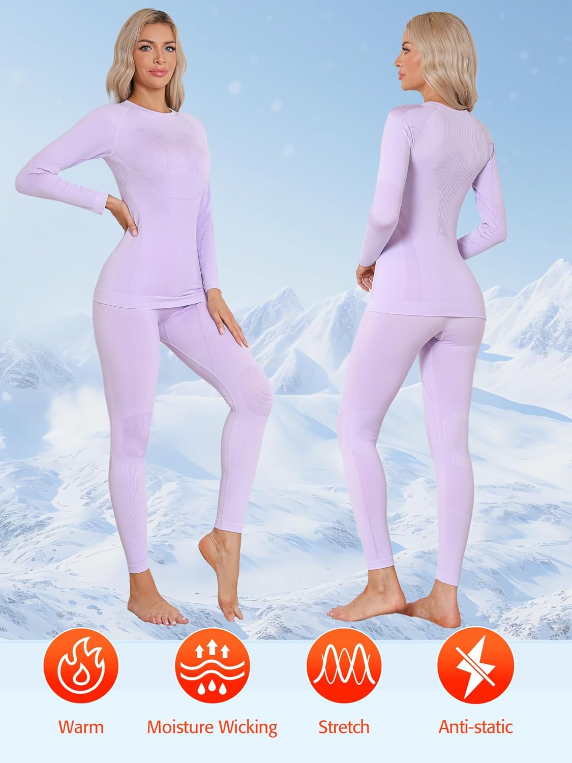 ATTRACO Thermal Underwear for Women - Stretchy Insulating and Warm