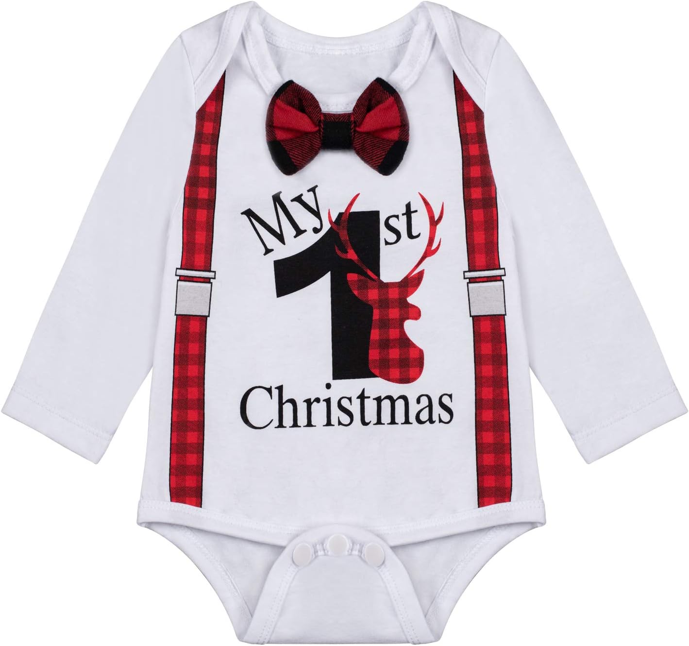 Yruiz Baby My First Christmas Romper Set Xmas Bowtie Strap Romper
