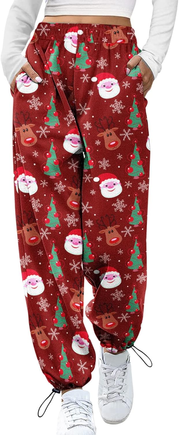 FRENETIC CHEAPEST XmasWinter Fuzzy Christmas Pants for Women Durable Cozy
