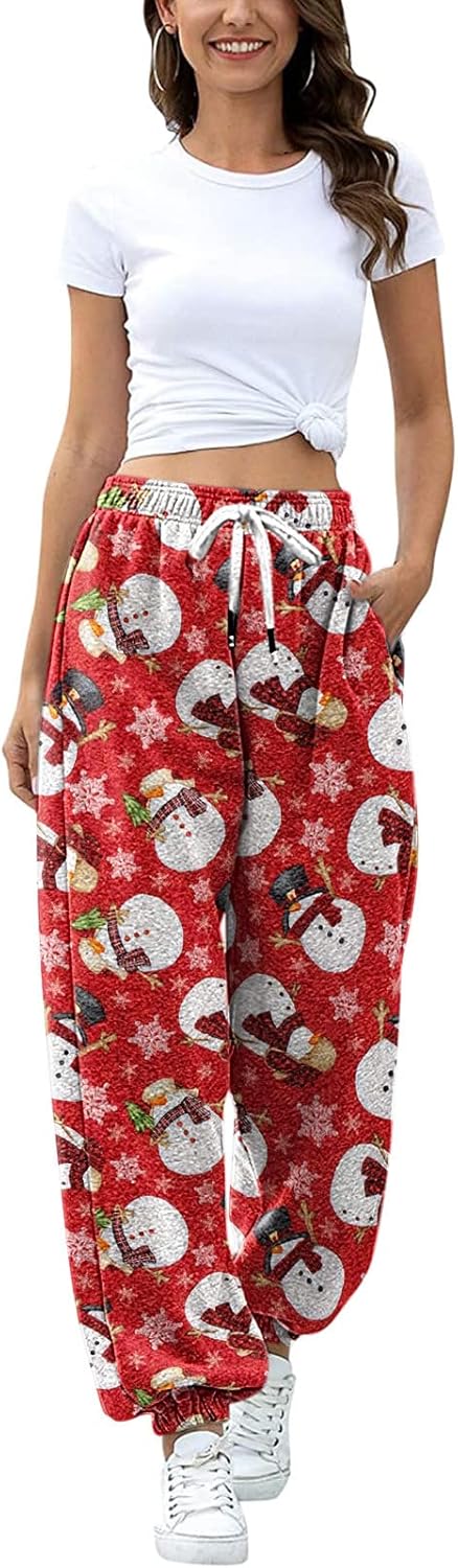 Christmas Plaid Sweatpants Women Size Guide Gift