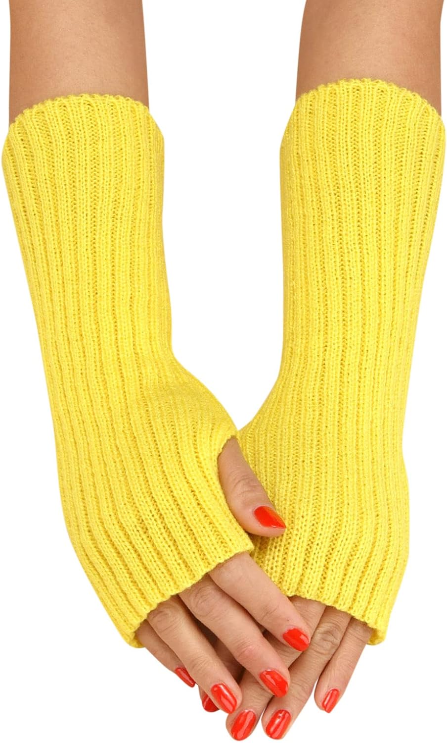 Warm cashmere gloves for women long arm thumb hole elbow warmer