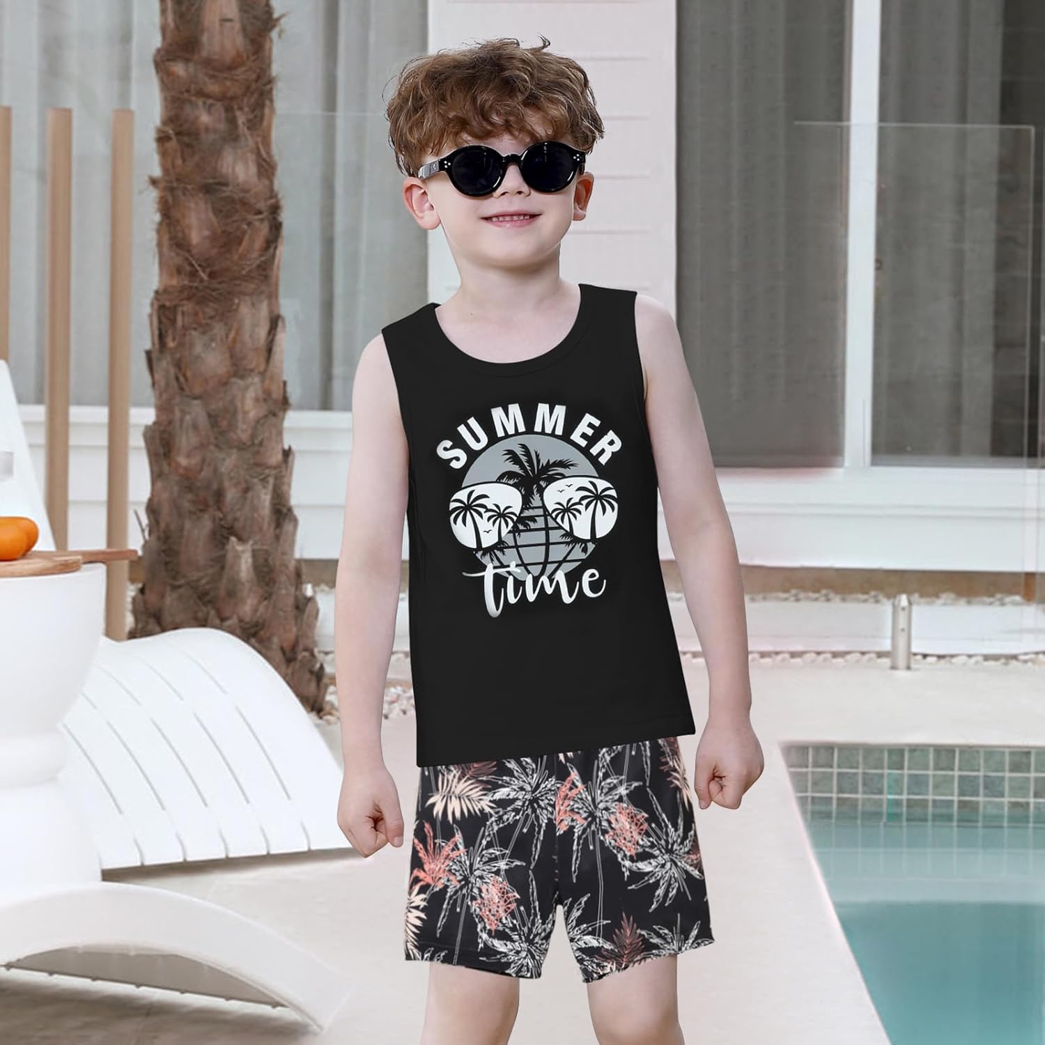NARPLO Toddler Boy Clothes - Holiday Style Letter Print Tank Set