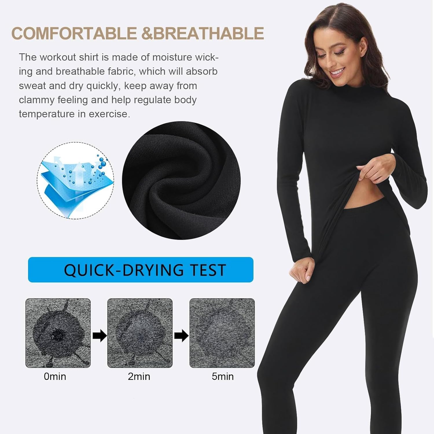 Warm Mock Neck Thermal Underwear Set for Women