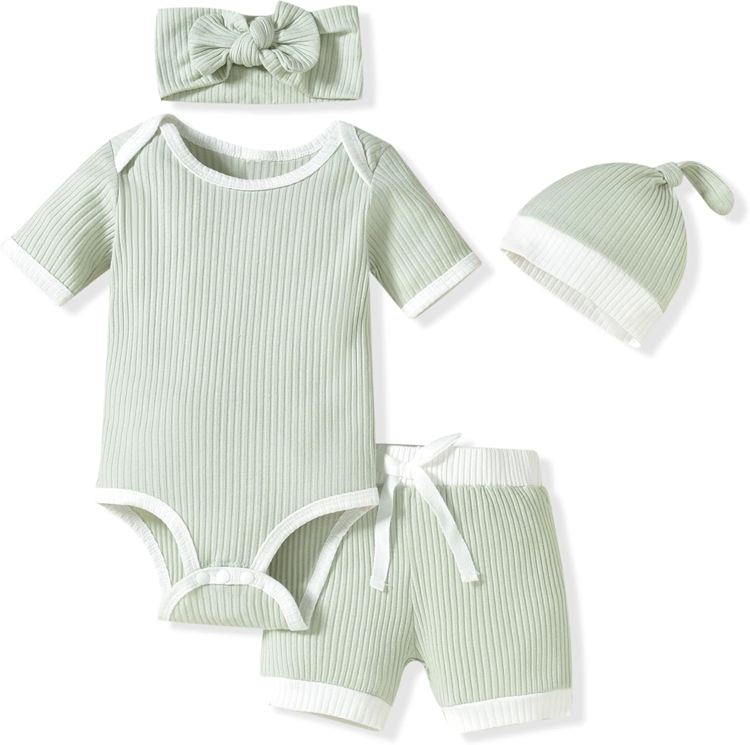 HINTINA Gender-Neutral Baby Shorts Outfits Summer Essentials for Boys Girls