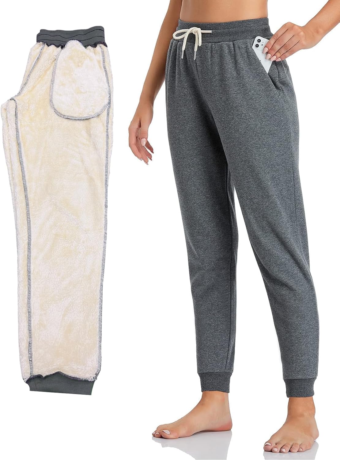 Inno Womens Sherpa Fleece Joggers Thermal Lightweight