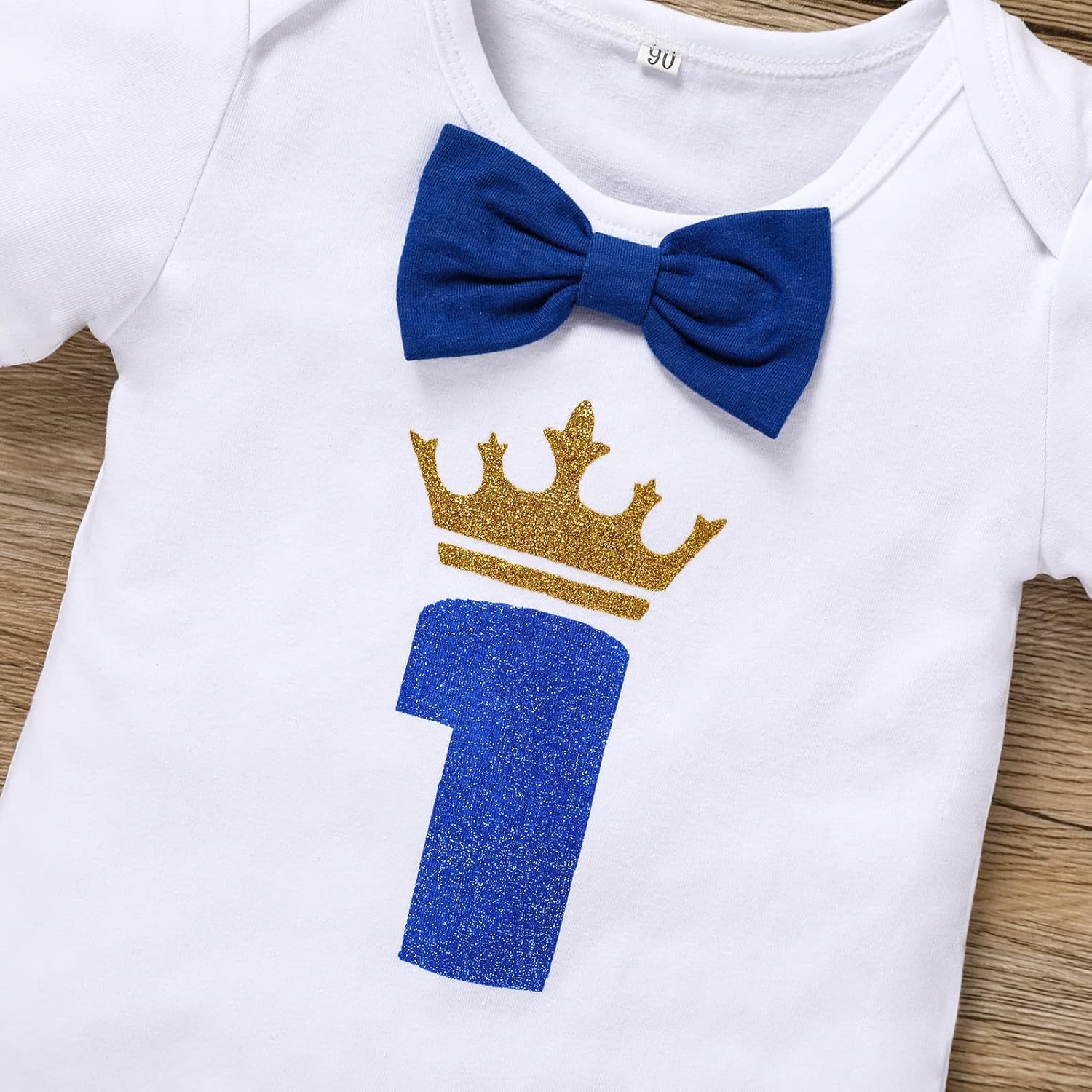 GRNSHTS 1st Birthday Baby Boy Bow Tie Romper - Funny First Party Gown