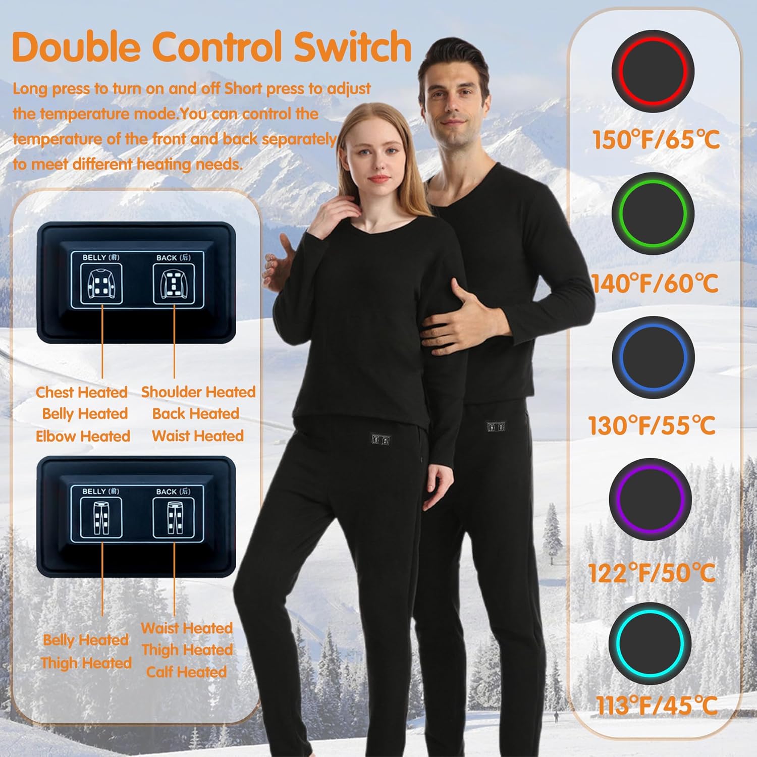 YANYNGS Electric Heat Underwear for Men Women - Thick Thermal Set