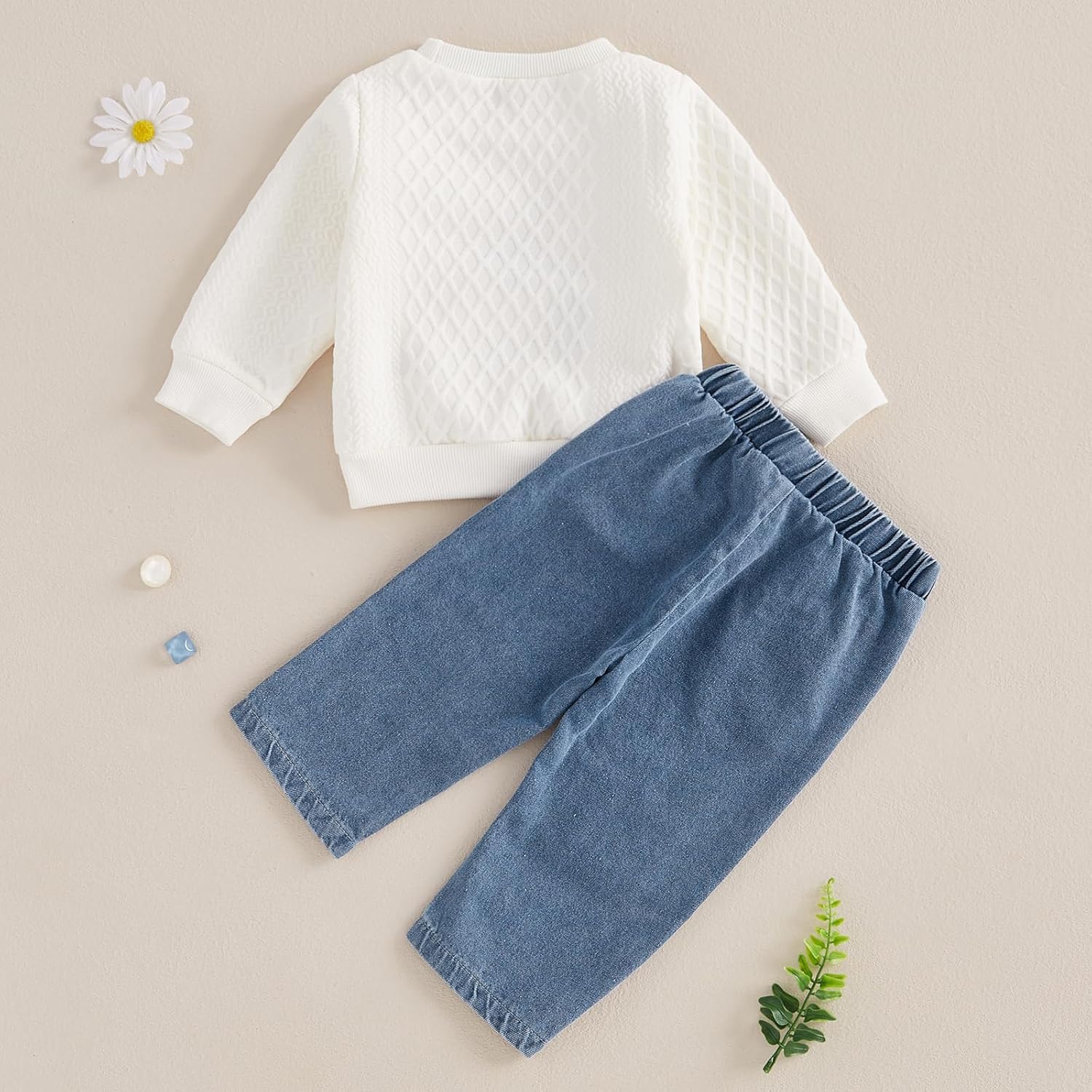 Toddler Fall Clothes Lil Bro Denim Pants Set 2Pcs Boy