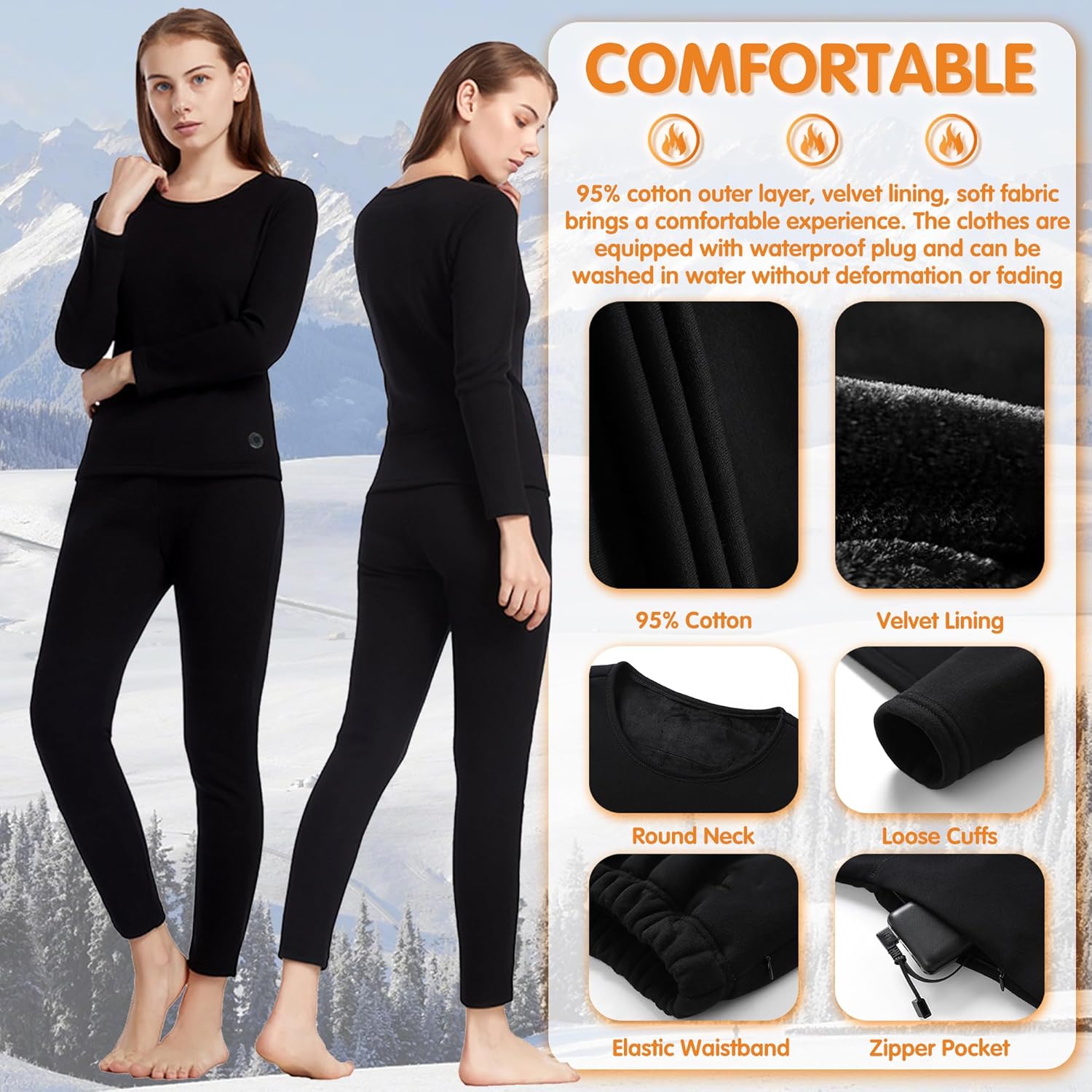 Warm and Comfortable Heating Underwear Set for Women