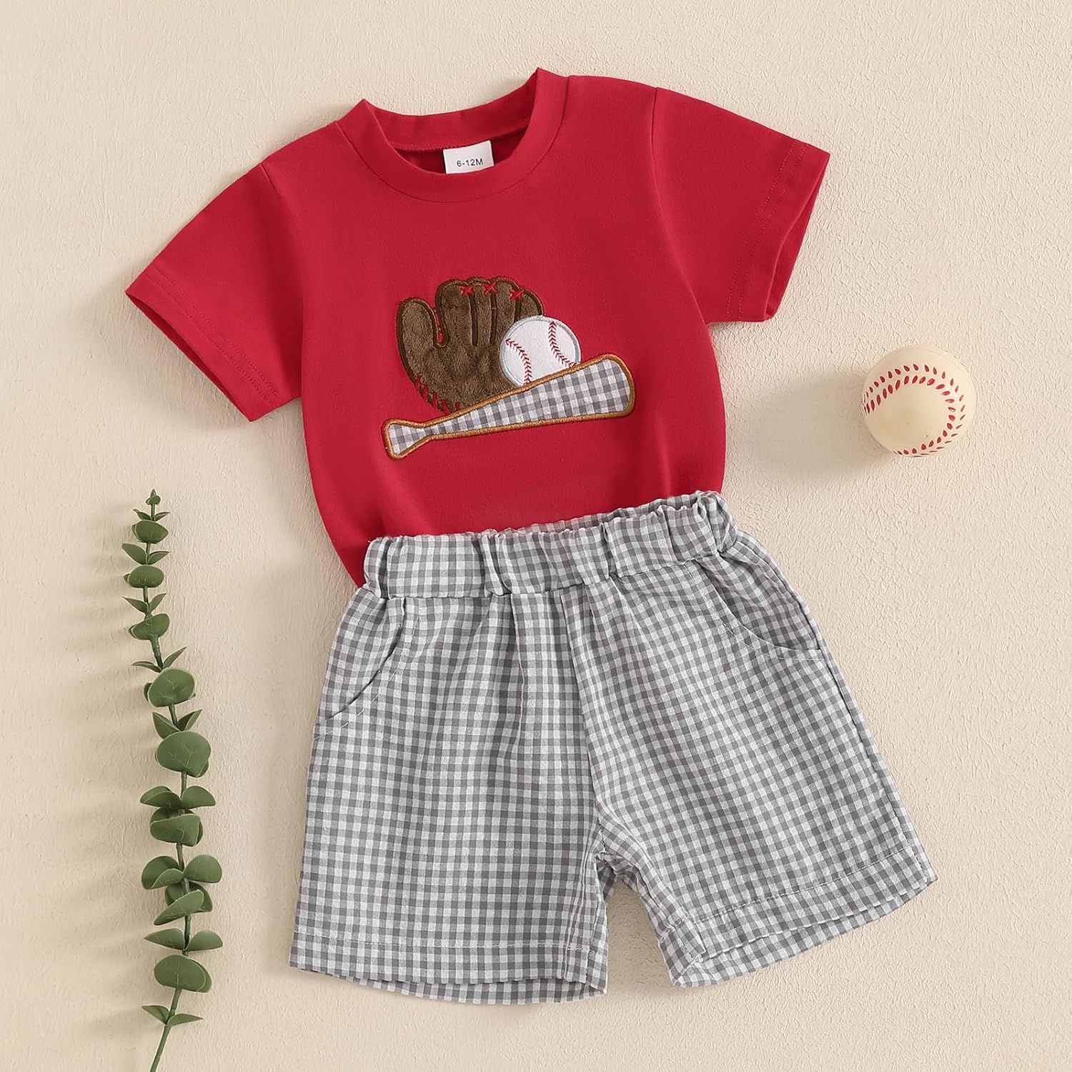 Perfect Baseball Outfit for Summer - Toddler Baseball T-Shirt Gingham Shorts