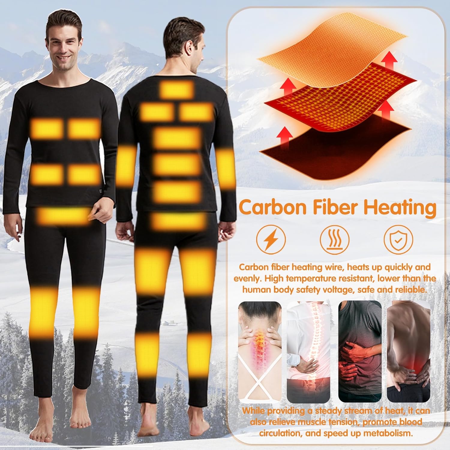 Stay Warm All Year Round with the YANYNGS Electric Heated Thermal Underwear Set