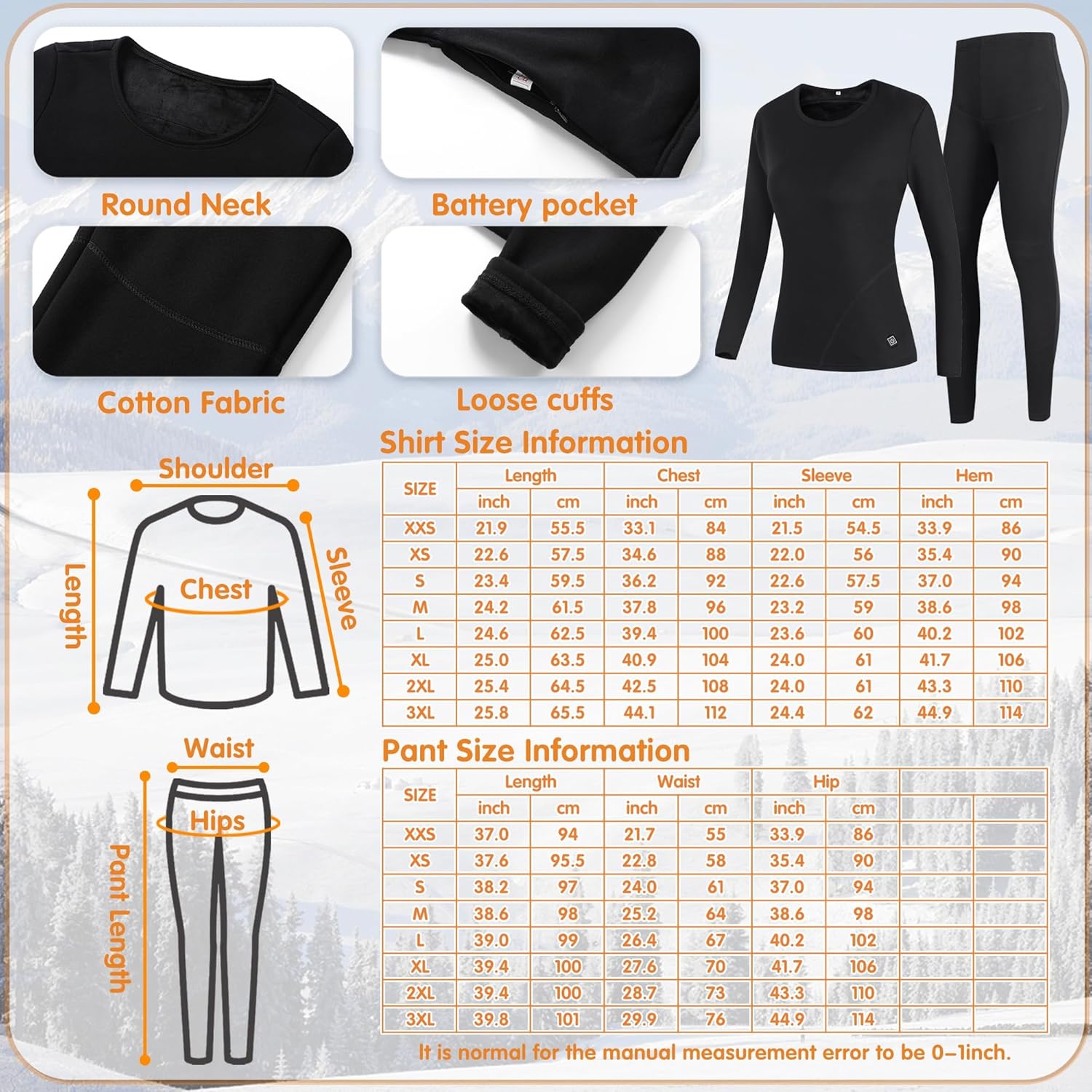 Heated Thermal Base Layer Set for Women