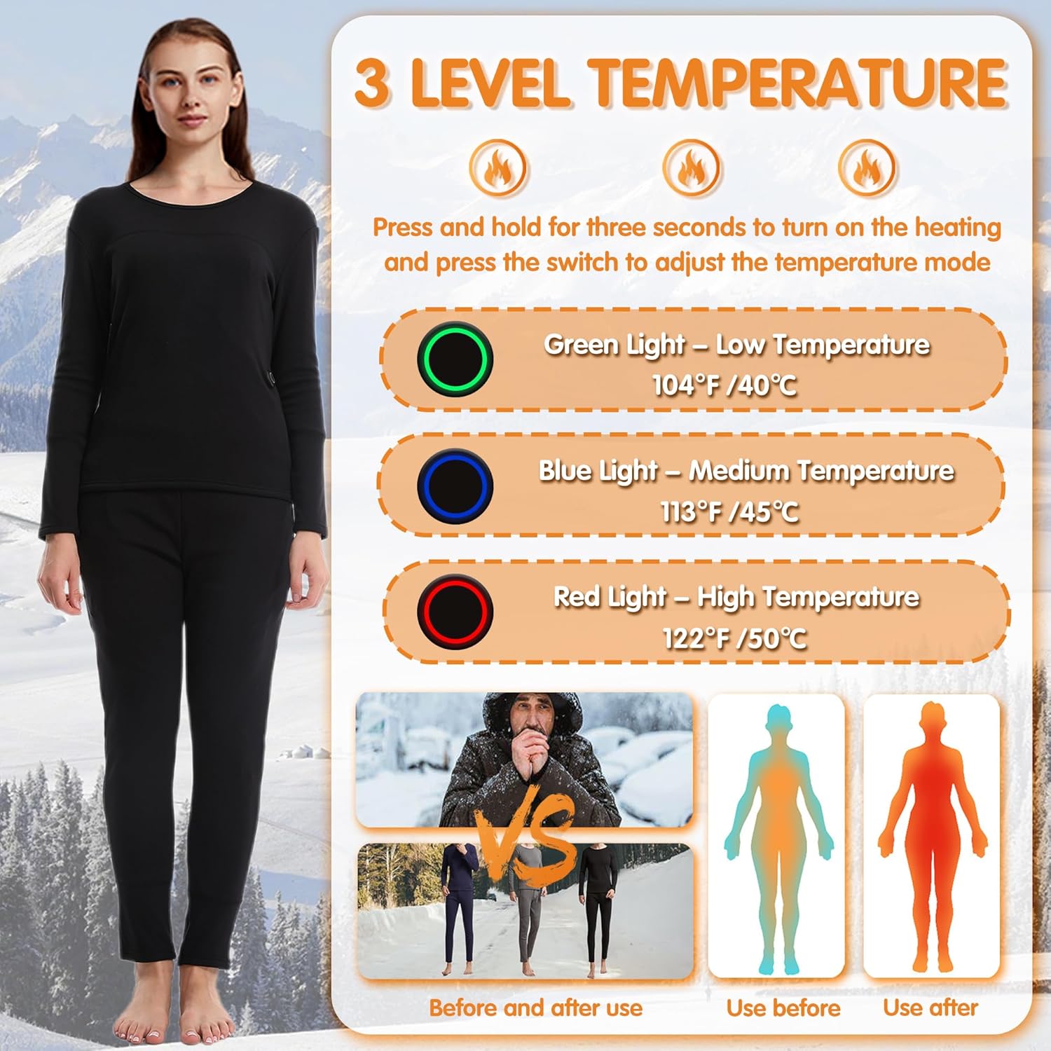 Warm and Comfortable Heating Underwear Set for Women