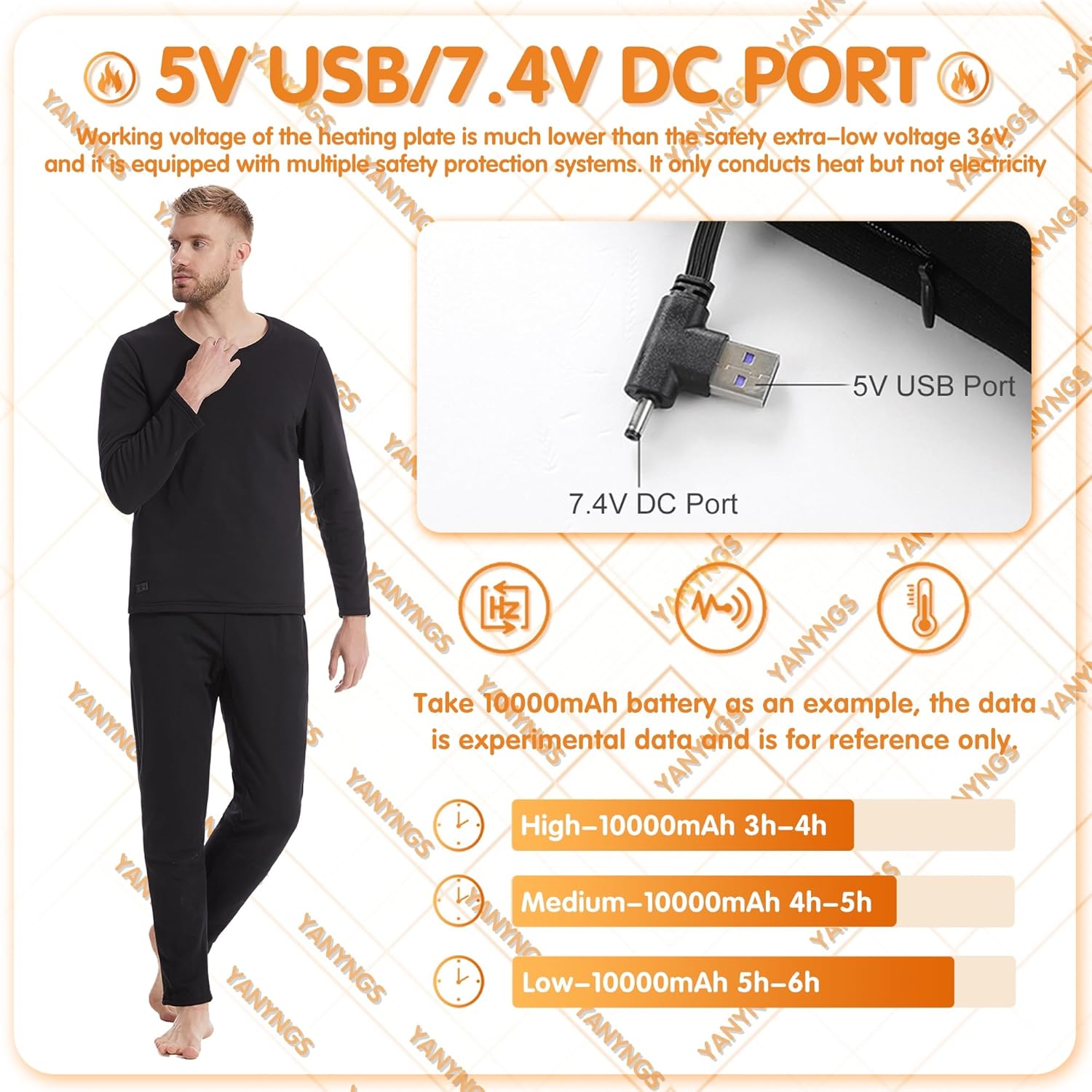YANYNGS Smart Heated Underwear Set for Men Women