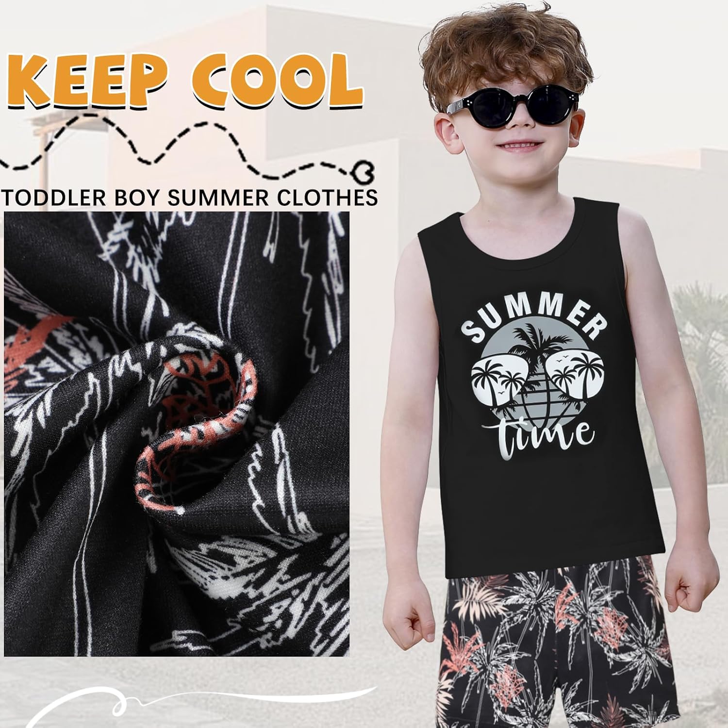 NARPLO Toddler Boy Clothes - Holiday Style Letter Print Tank Set